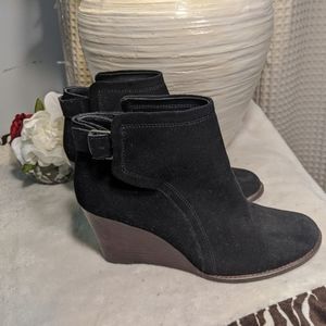 Lucky Brand black wedge ankle boots